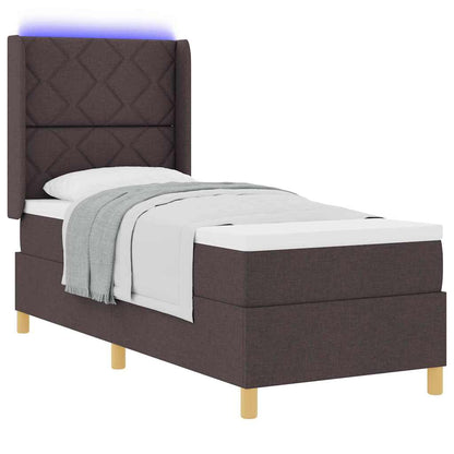 Letto a molle con materasso con led Marrone 80 x 200 cm Tessuto