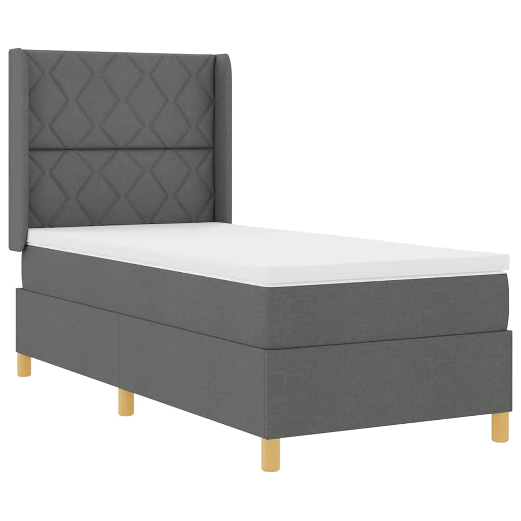 Letto a molle con materasso Grigio 140 x 200 cm Tessuto