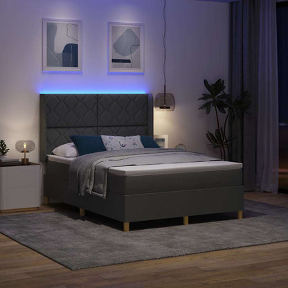 Letto a molle con materasso Grigio 160 x 200 cm Tessuto