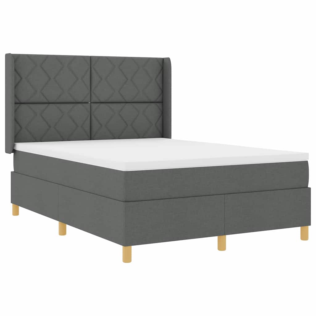 Letto a molle con materasso Grigio 160 x 200 cm Tessuto