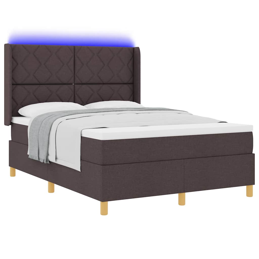 Letto a molle con materasso Marrone 160 x 200 cm Tessuto
