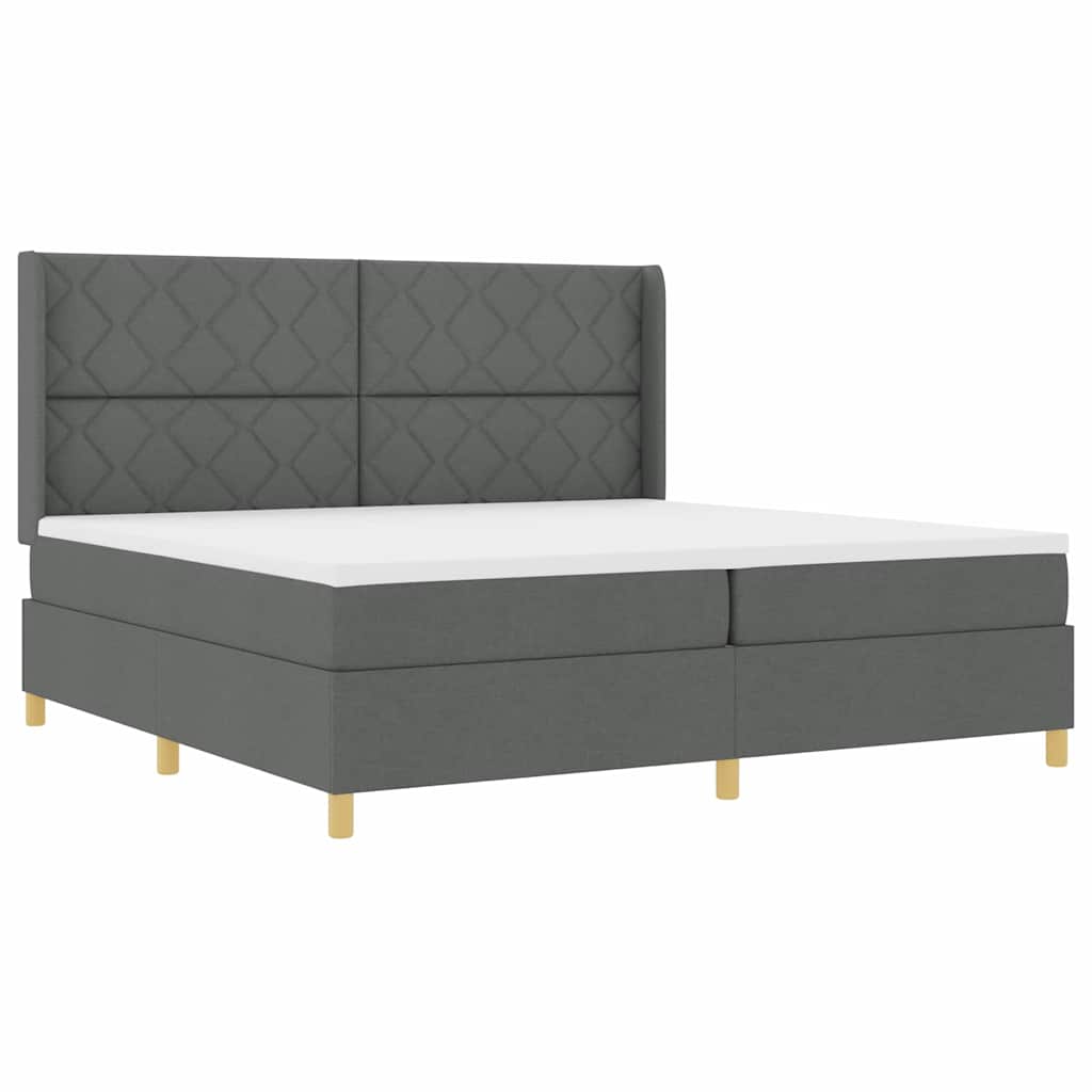Letto a molle con materasso con led Grigio 200 x 200 cm Tessuto