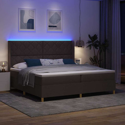 Letto a molle con materasso Marrone 200 x 200 cm Tessuto