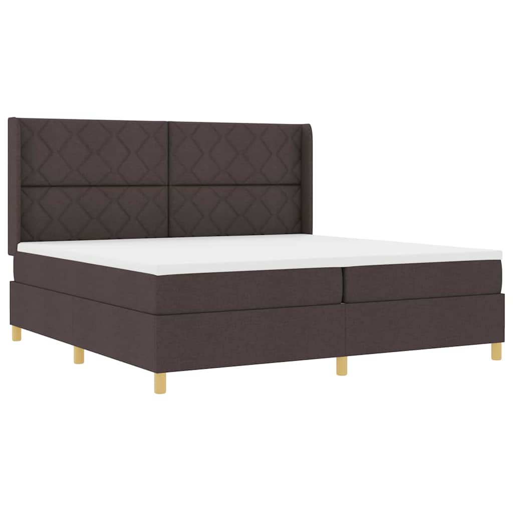 Letto a molle con materasso Marrone 200 x 200 cm Tessuto