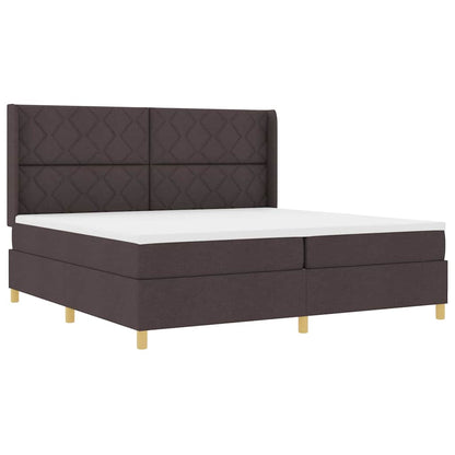 Letto a molle con materasso Marrone 200 x 200 cm Tessuto