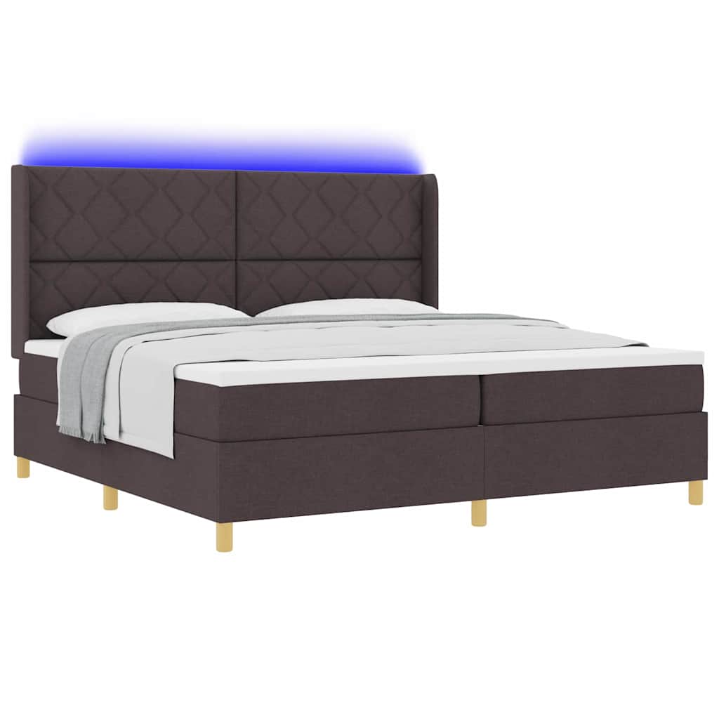 Letto a molle con materasso Marrone 200 x 200 cm Tessuto