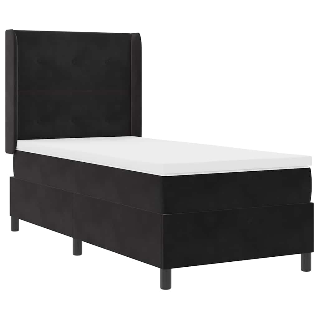 Letto a molle con materasso con led Nero 80 x 200 cm Velluto