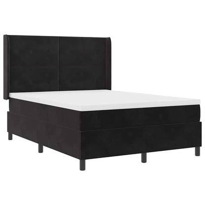 Letto a molle con materasso con led Nero 160 x 200 cm Velluto