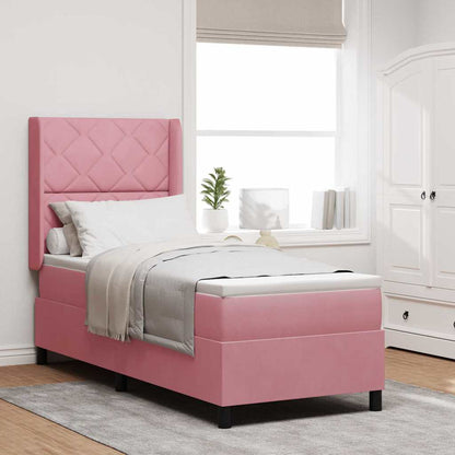 Letto a molle con materasso con led Rosa 80 x 200 cm Velluto