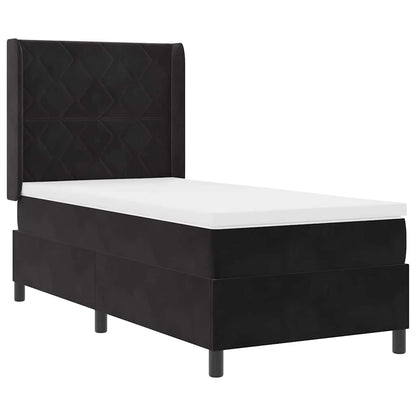 Letto a molle con materasso con led Nero 90 x 190 cm Velluto