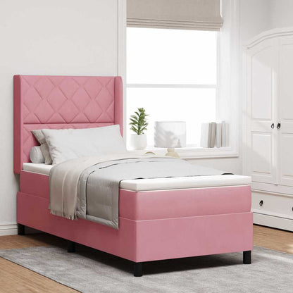 Letto a molle con materasso con led Rosa 90 x 200 cm Velluto
