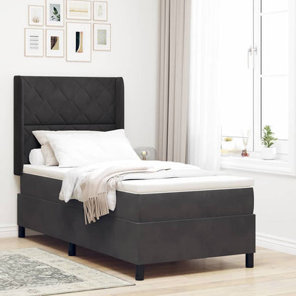 Letto a molle con materasso con led Nero 100 x 200 cm Velluto