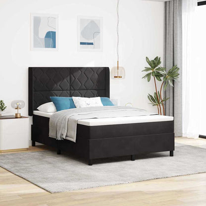 Letto a molle con materasso con led Nero 140 x 200 cm Velluto