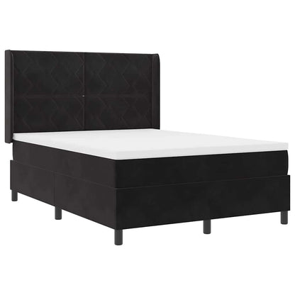 Letto a molle con materasso con led Nero 140 x 200 cm Velluto