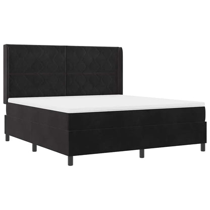 Letto a molle con materasso con led Nero 180 x 200 cm Velluto