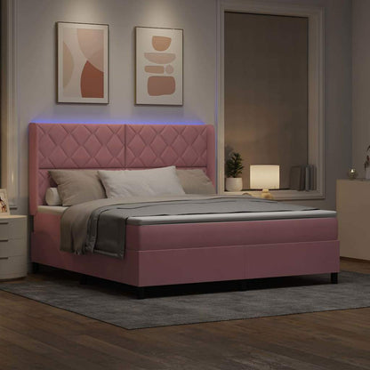 Letto a molle con materasso con led Rosa 180 x 200 cm Velluto