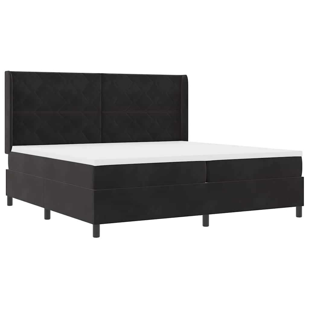 Letto a molle con materasso con led Nero 200 x 200 cm Velluto
