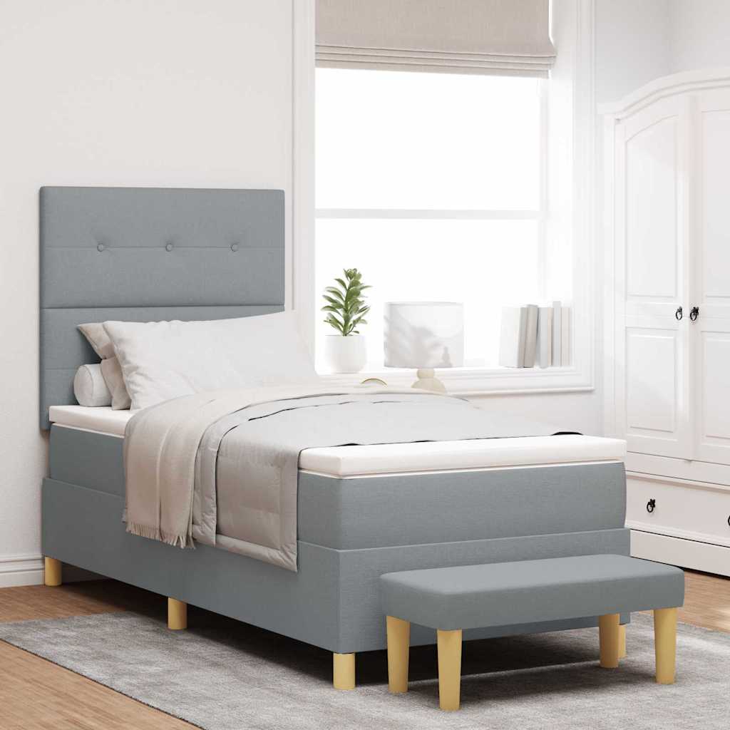 Letto a molle con materasso Grigio chiaro 90 x 190 cm Tessuto