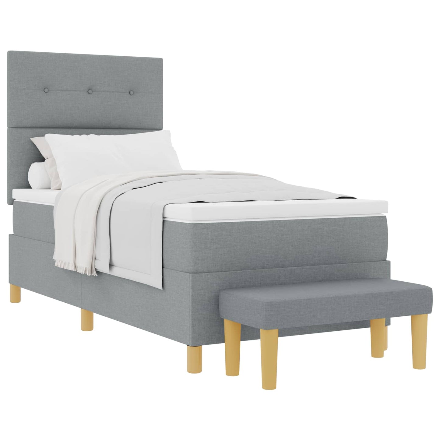Letto a molle con materasso Grigio chiaro 90 x 190 cm Tessuto