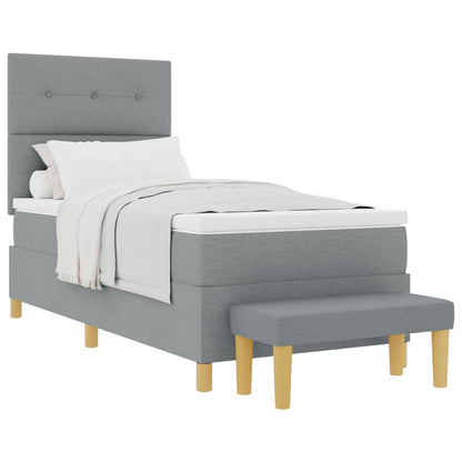 Letto a molle con materasso Grigio chiaro 90 x 190 cm Tessuto