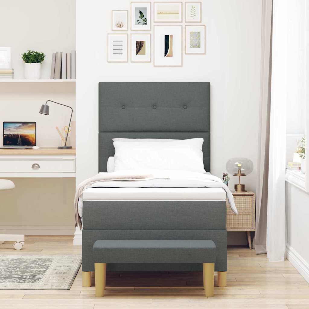 Letto a molle con materasso Grigio scuro 90 x 190 cm Tessuto
