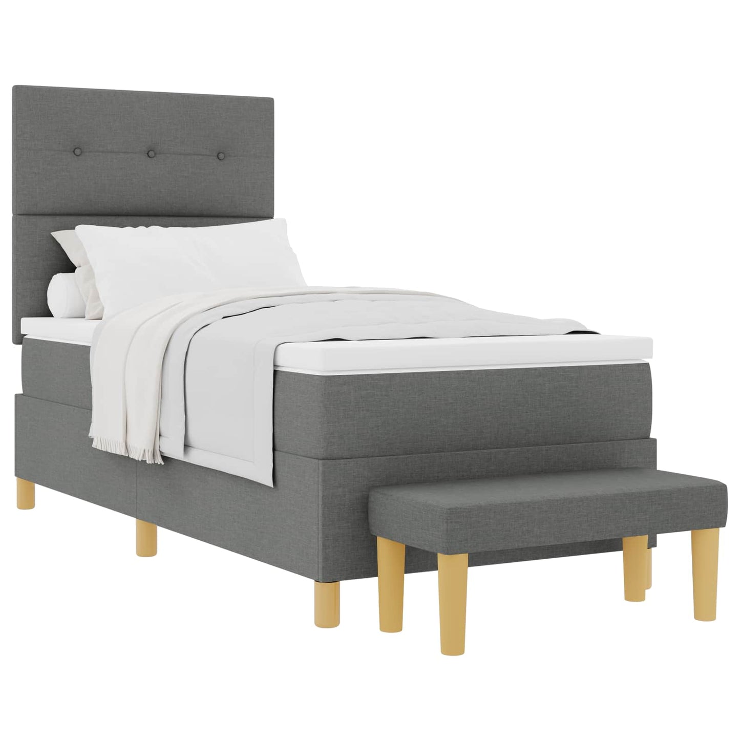 Letto a molle con materasso Grigio scuro 90 x 190 cm Tessuto