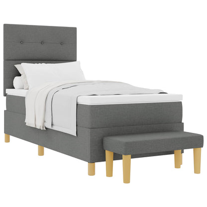 Letto a molle con materasso Grigio scuro 90 x 190 cm Tessuto