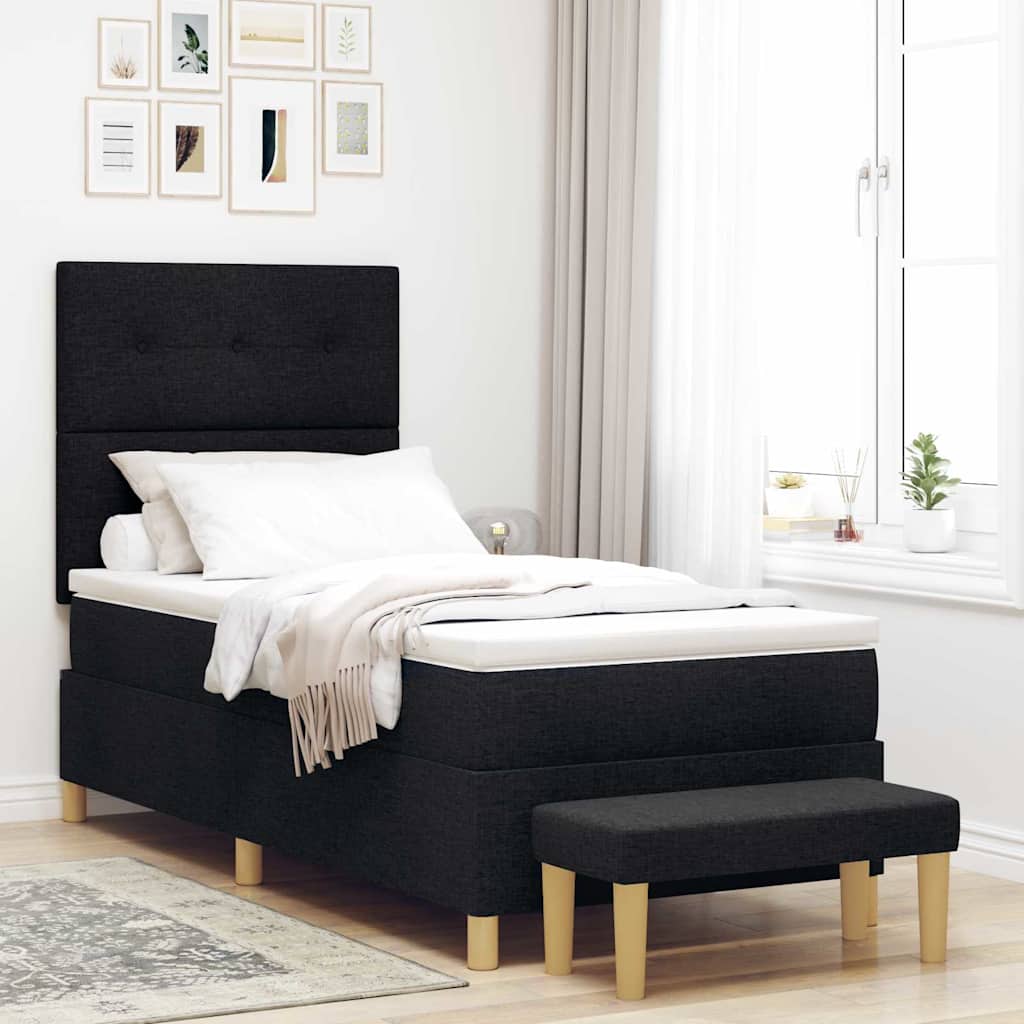 Letto a molle con materasso Nero 90 x 190 cm Tessuto