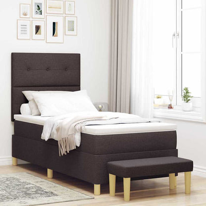 Letto a molle con materasso Marrone Scuro 90 x 190 cm Tessuto