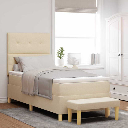 Letto a molle con materasso Crema 90 x 190 cm Tessuto