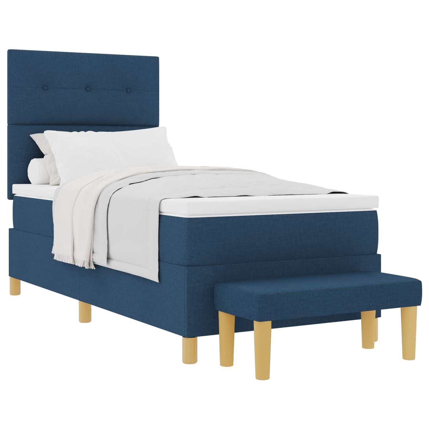 Letto a molle con materasso Blu 90 x 190 cm Tessuto