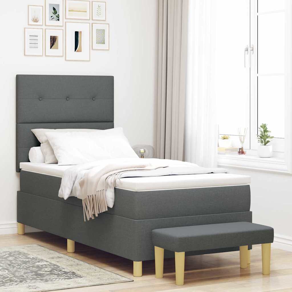 Letto a molle con materasso Grigio scuro 90 x 200 cm Tessuto