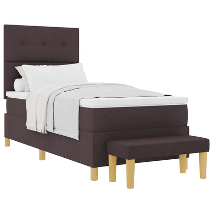 Letto a molle con materasso Marrone Scuro 90 x 200 cm Tessuto