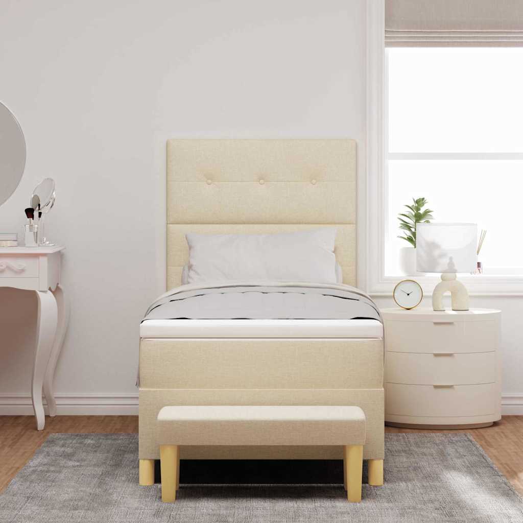 Letto a molle con materasso Crema 90 x 200 cm Tessuto