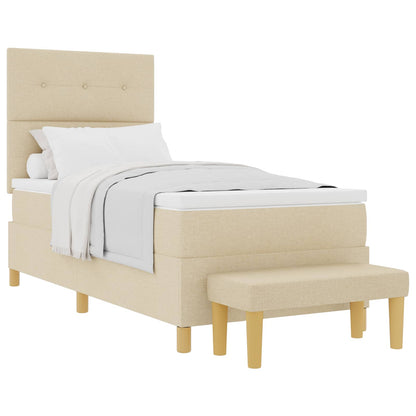 Letto a molle con materasso Crema 90 x 200 cm Tessuto