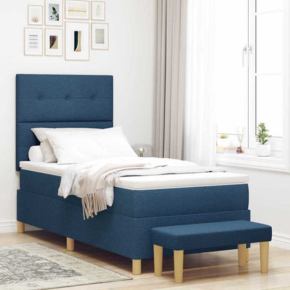 Letto a molle con materasso Blu 90 x 200 cm Tessuto