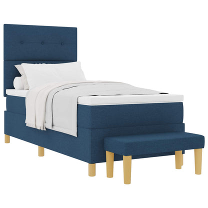 Letto a molle con materasso Blu 90 x 200 cm Tessuto