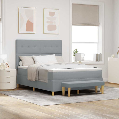 Letto a molle con materasso Grigio chiaro 140 x 190 cm Tessuto