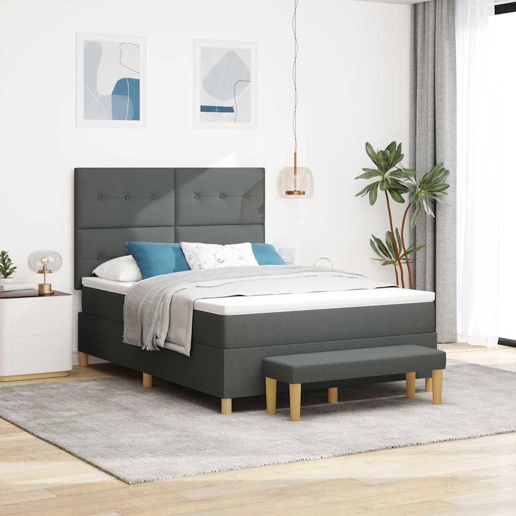 Letto a molle con materasso Grigio scuro 140 x 190 cm Tessuto