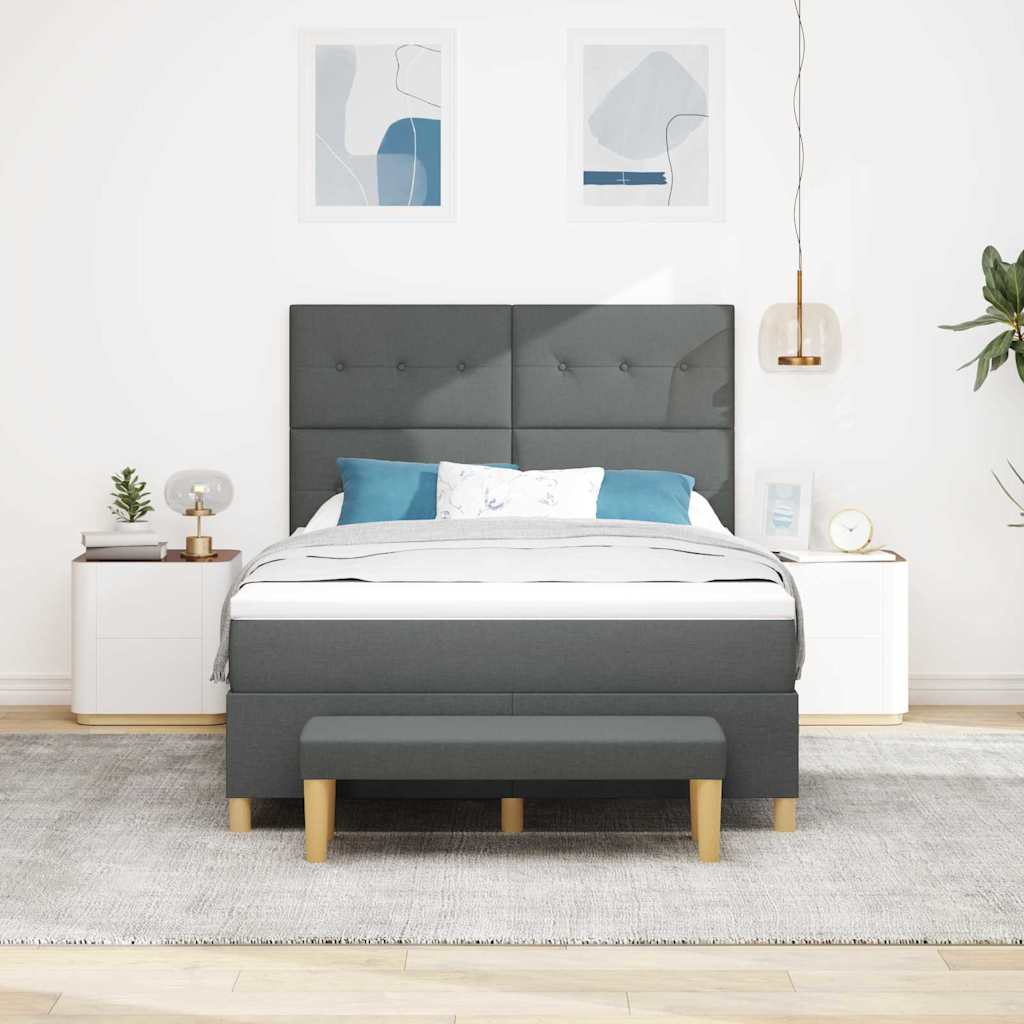 Letto a molle con materasso Grigio scuro 140 x 190 cm Tessuto