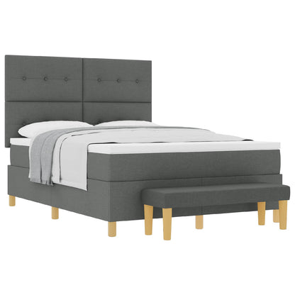 Letto a molle con materasso Grigio scuro 140 x 190 cm Tessuto
