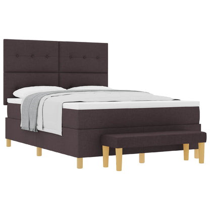 Letto a molle con materasso Marrone Scuro 140 x 190 cm Tessuto