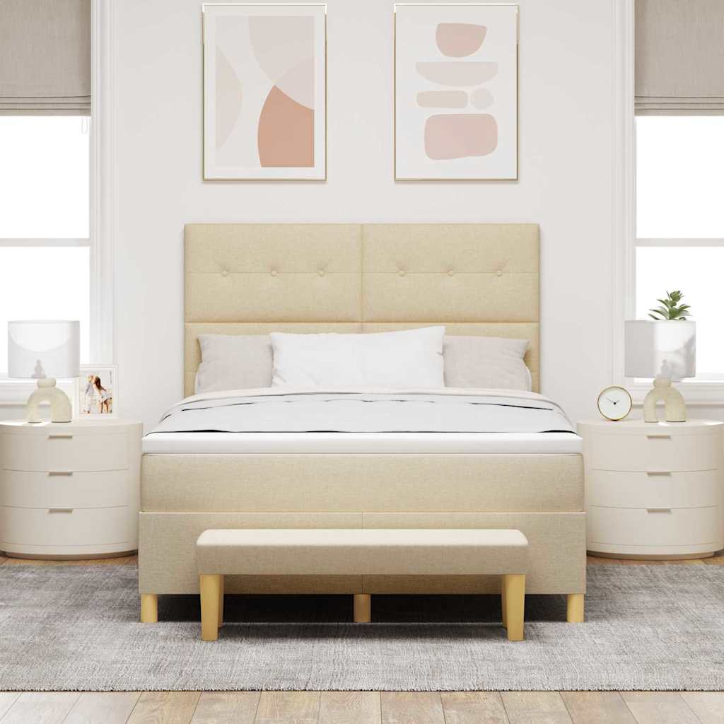 Letto a molle con materasso Crema 140 x 190 cm Tessuto