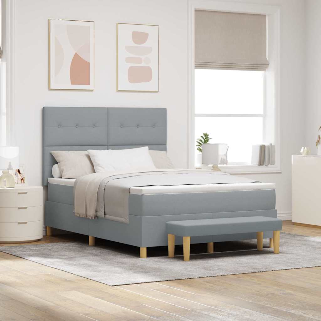 Letto a molle con materasso Grigio chiaro 140 x 200 cm Tessuto