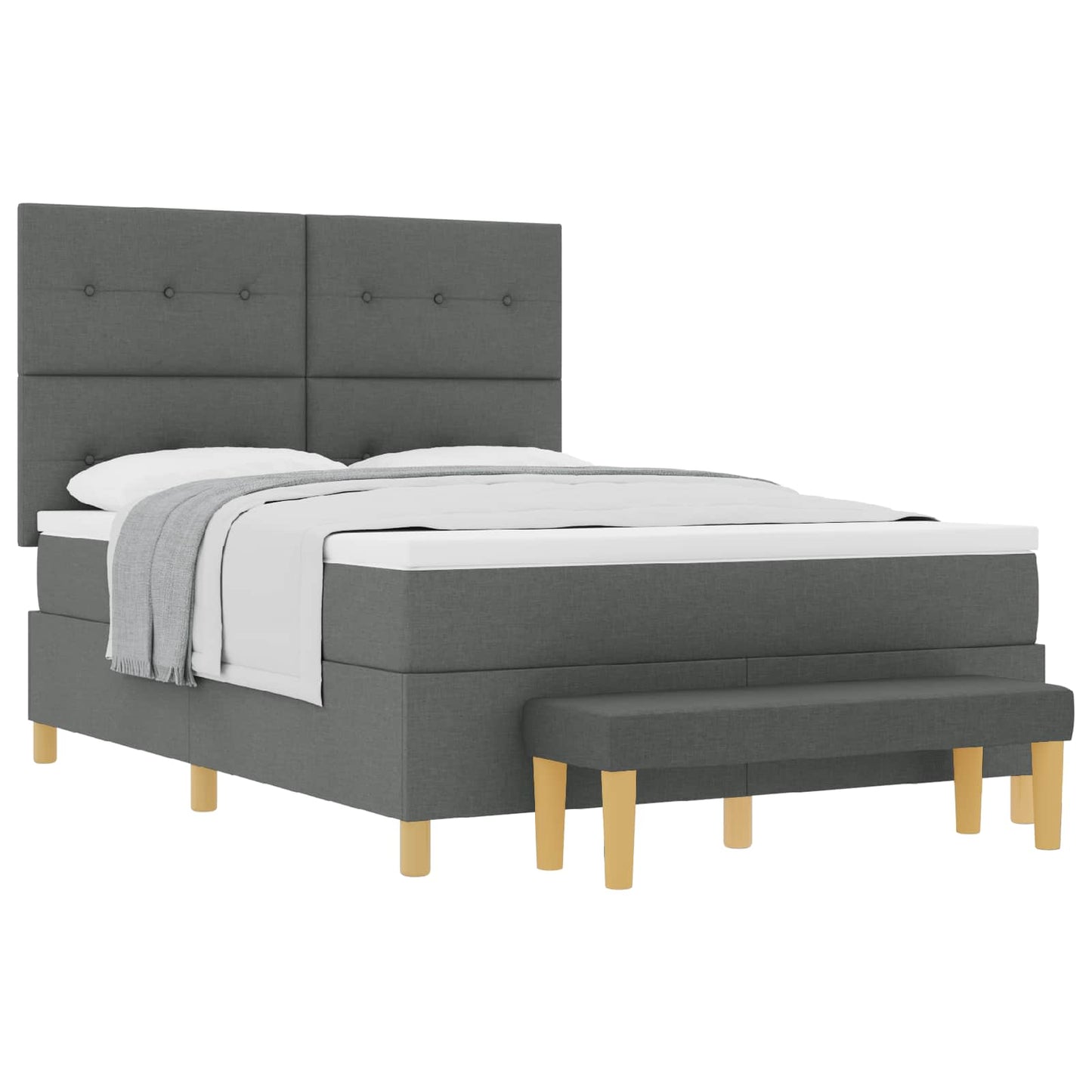Letto a molle con materasso Grigio scuro 140 x 200 cm Tessuto