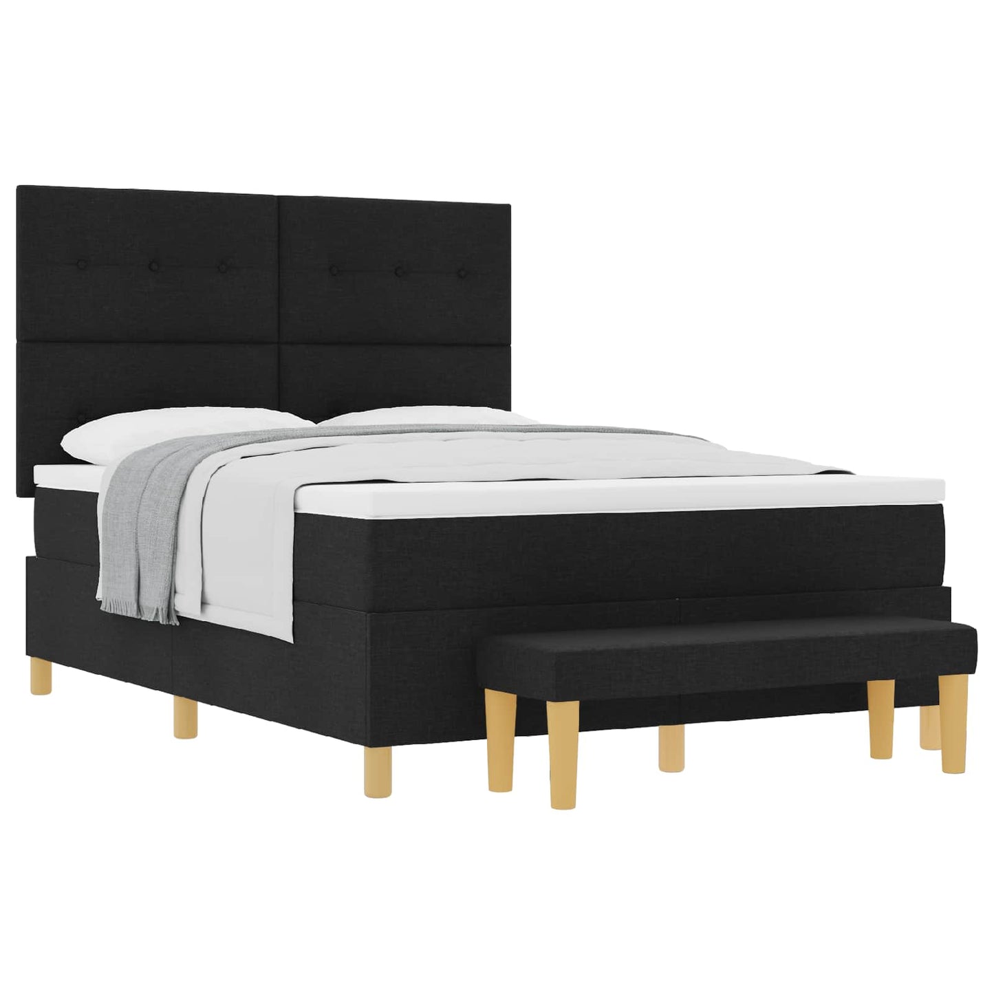 Letto a molle con materasso Nero 140 x 200 cm Tessuto