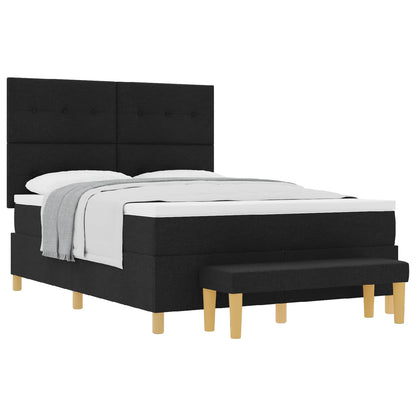 Letto a molle con materasso Nero 140 x 200 cm Tessuto