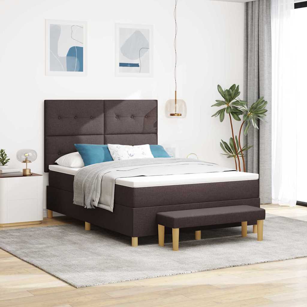 Letto a molle con materasso Marrone Scuro 140 x 200 cm Tessuto