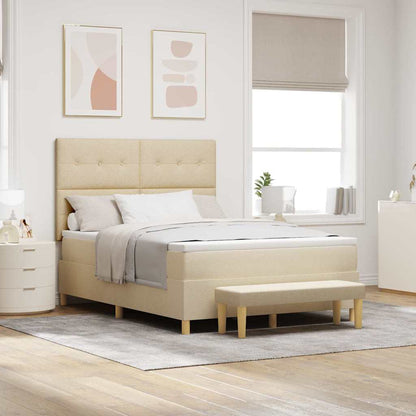 Letto a molle con materasso Crema 140 x 200 cm Tessuto