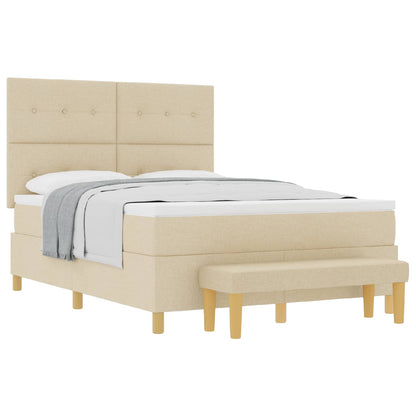 Letto a molle con materasso Crema 140 x 200 cm Tessuto